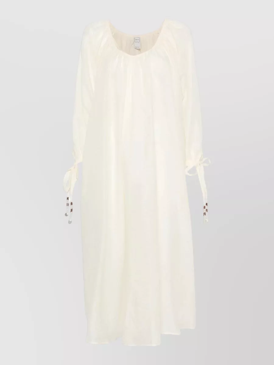 120% Lino V-neck long-sleeve maxi dress