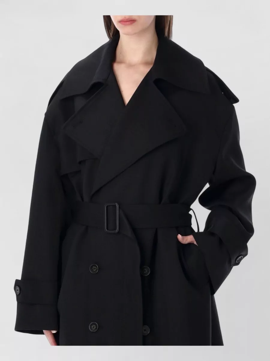 The Frankie Shop Wool-Blend Double-Breasted Belted Trench Coat
