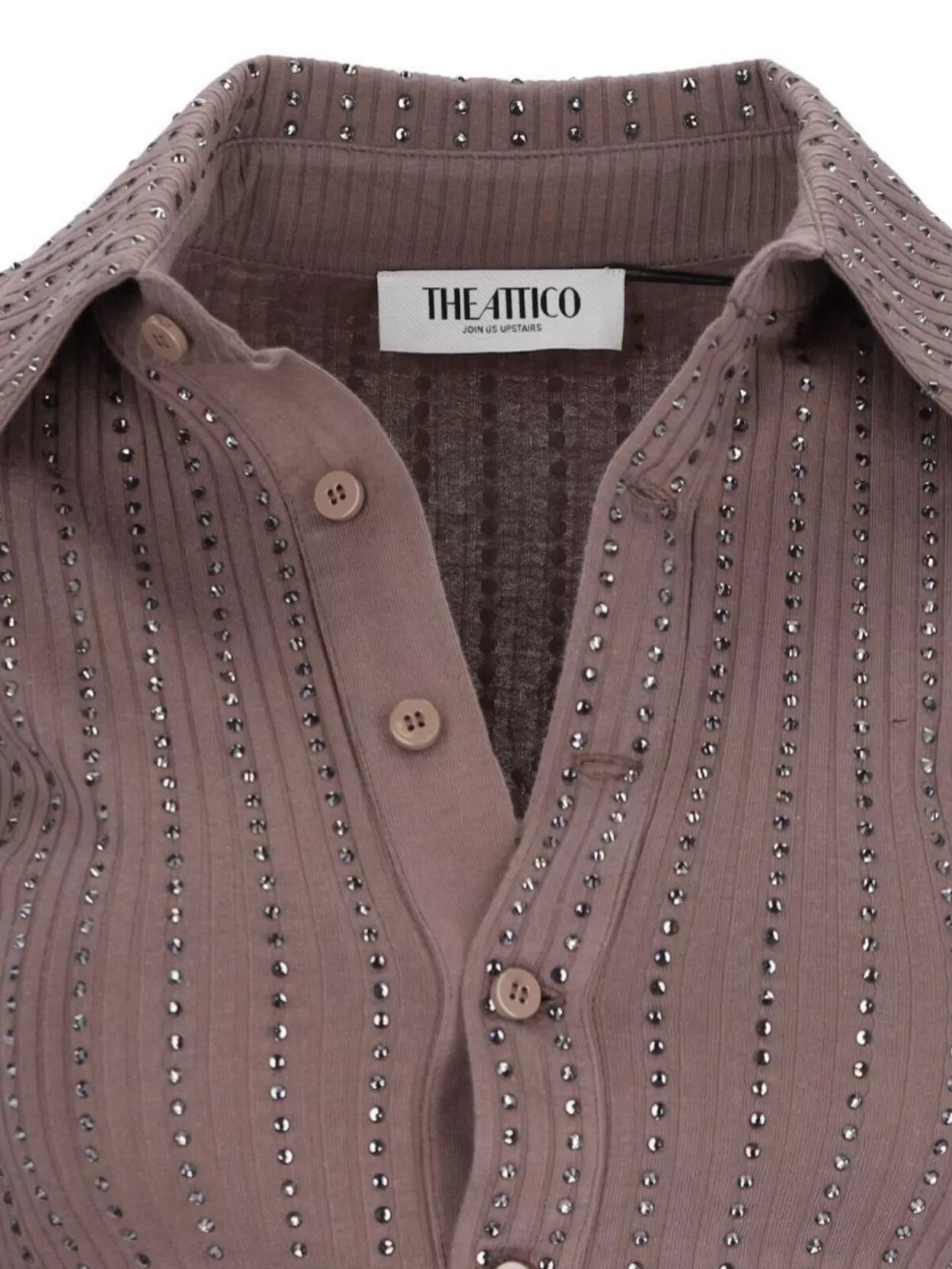 Attico Faded Mud Long Sleeve Vertical Striped T-shirt In Brown