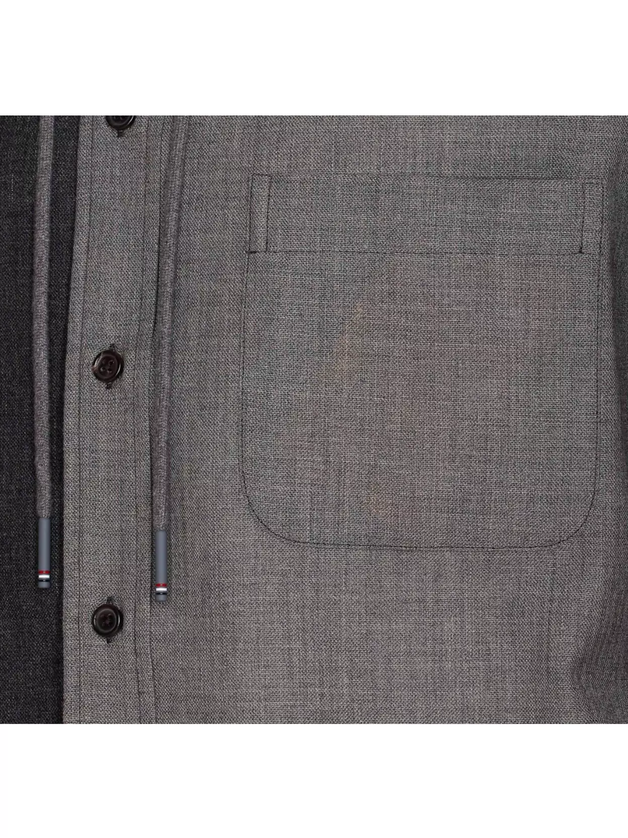 Thom Browne Hooded Shirt Drawstring Detail In Gray