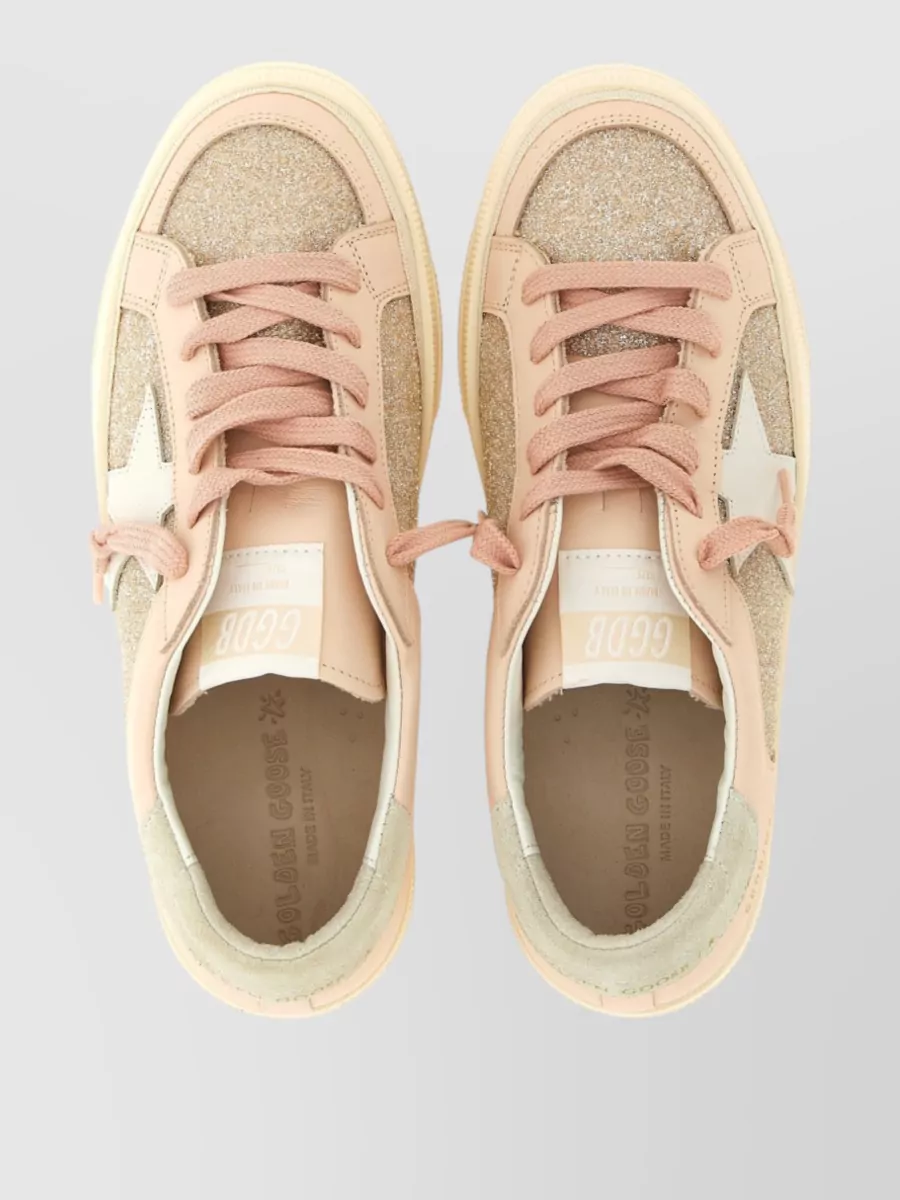 Golden Goose Leather Glitter Low-Top Sneakers