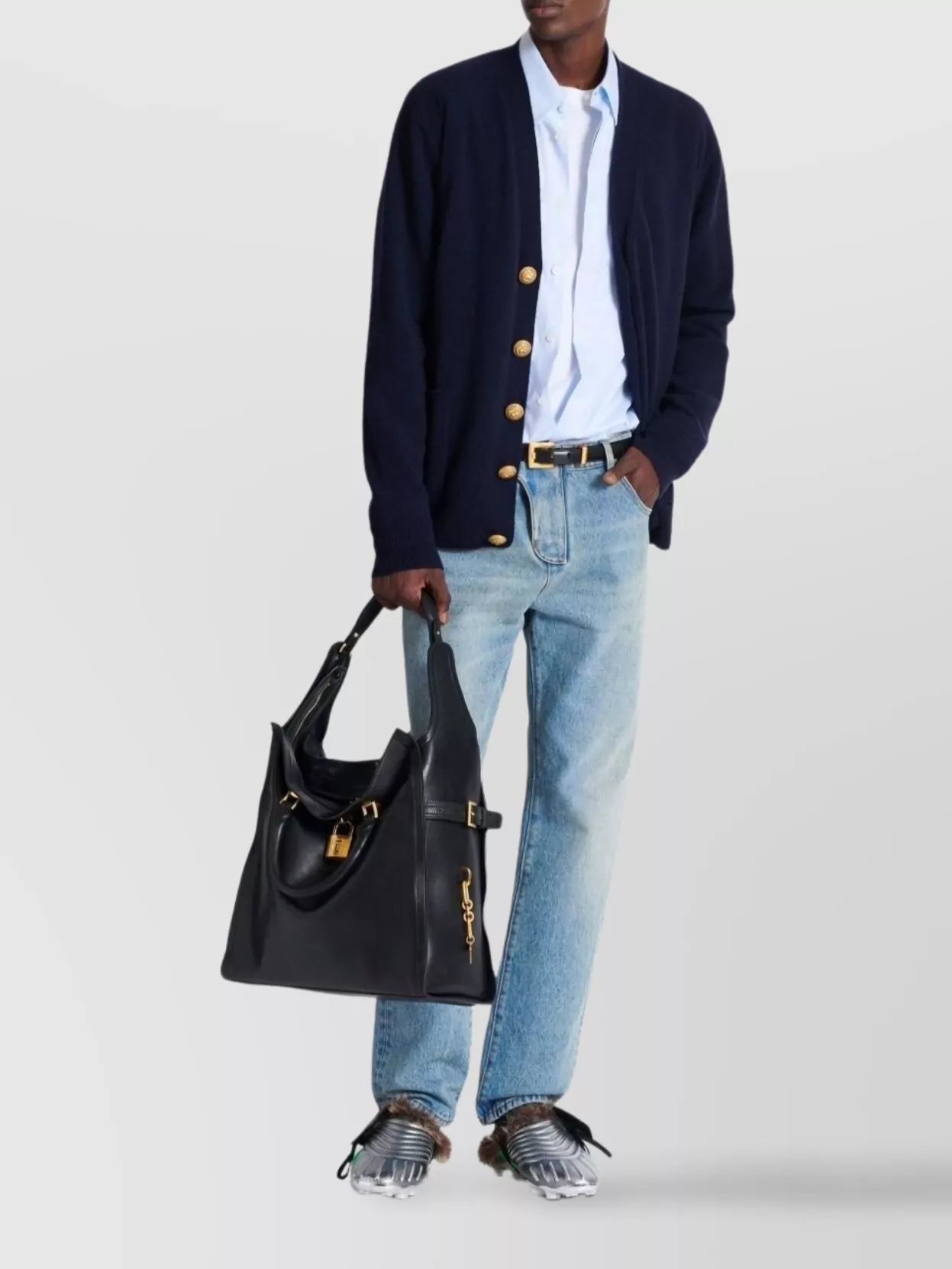 Balmain V-Neck Blazer With Ribbed Cuffs And Hem