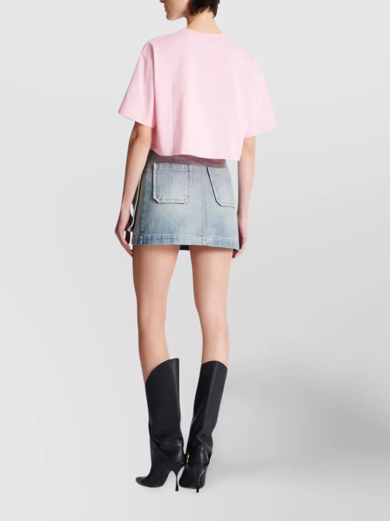 Balmain Graphic Print Cropped T-Shirt With Short Sleeves