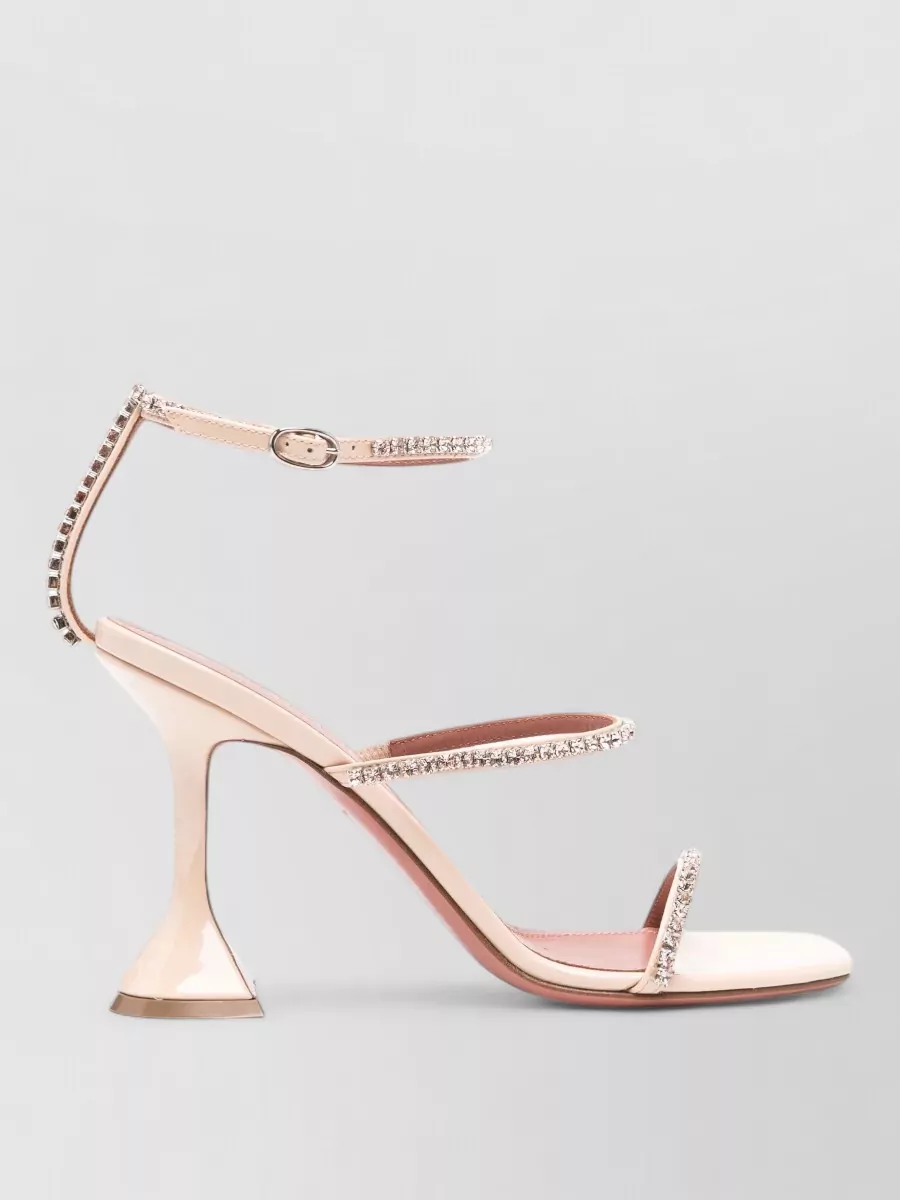 Amina Muaddi Leather Crystal-Embellished Sandals