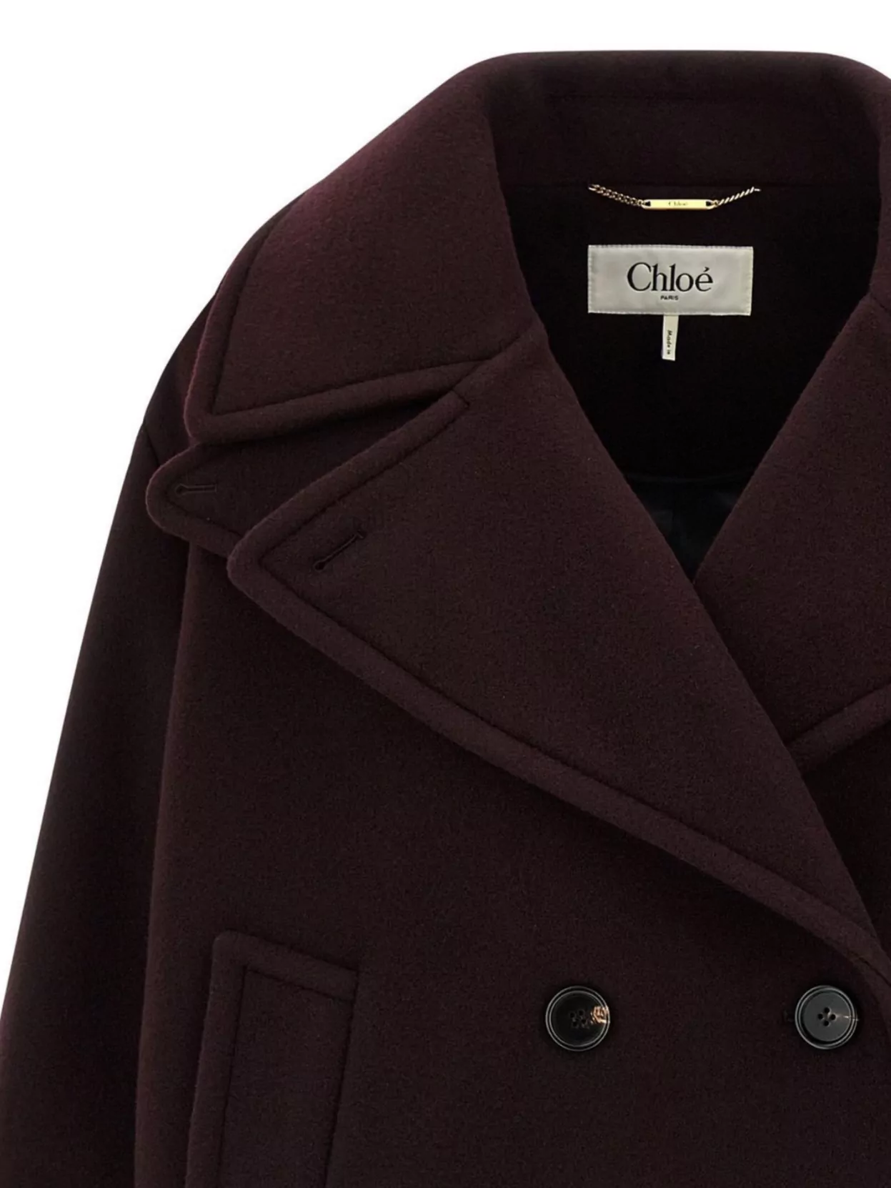 Chloé Short Double-Breasted Coat Notched Lapels