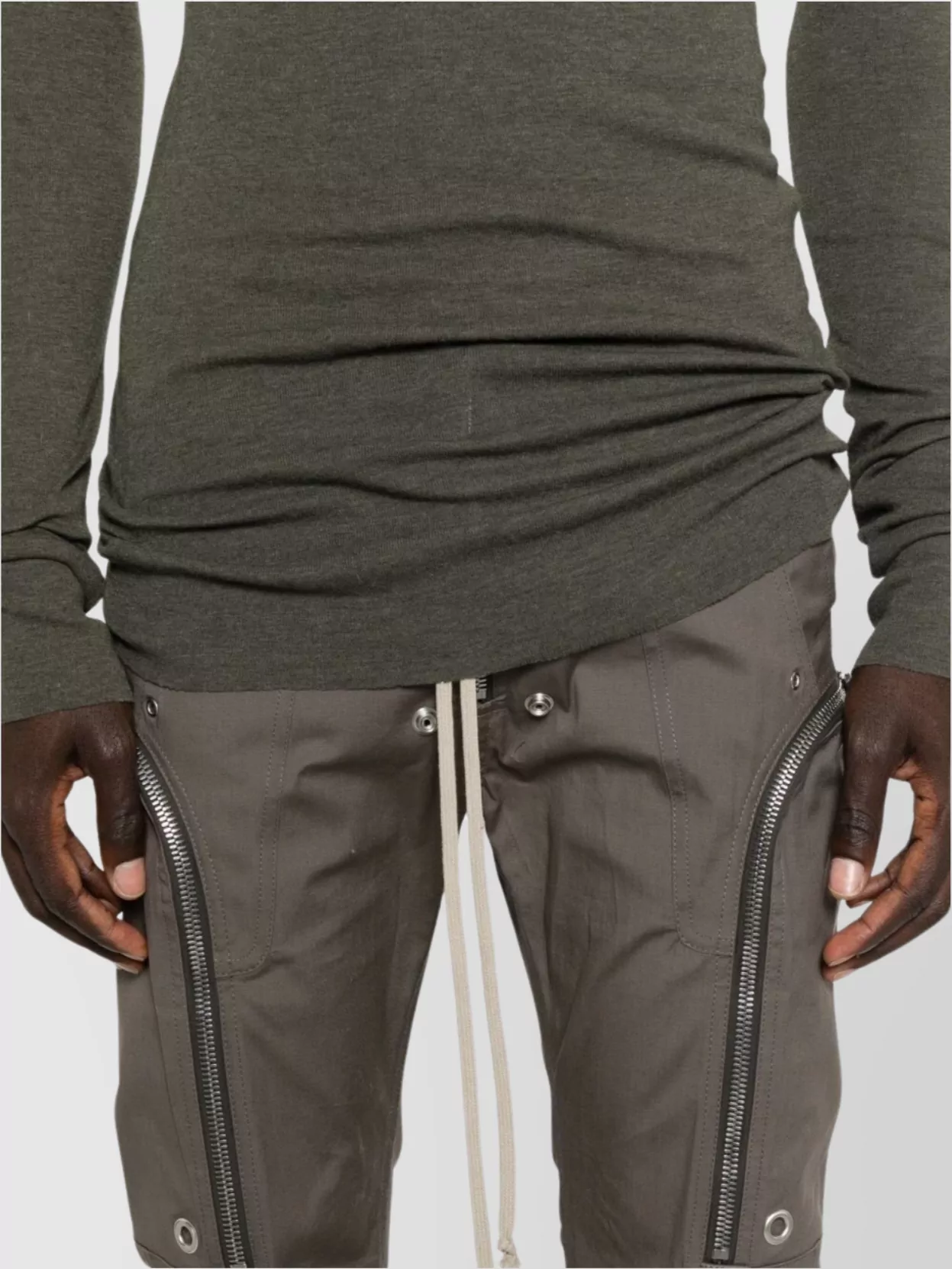 Rick Owens Slim Fit Cargo Trousers With Zipper And Snap