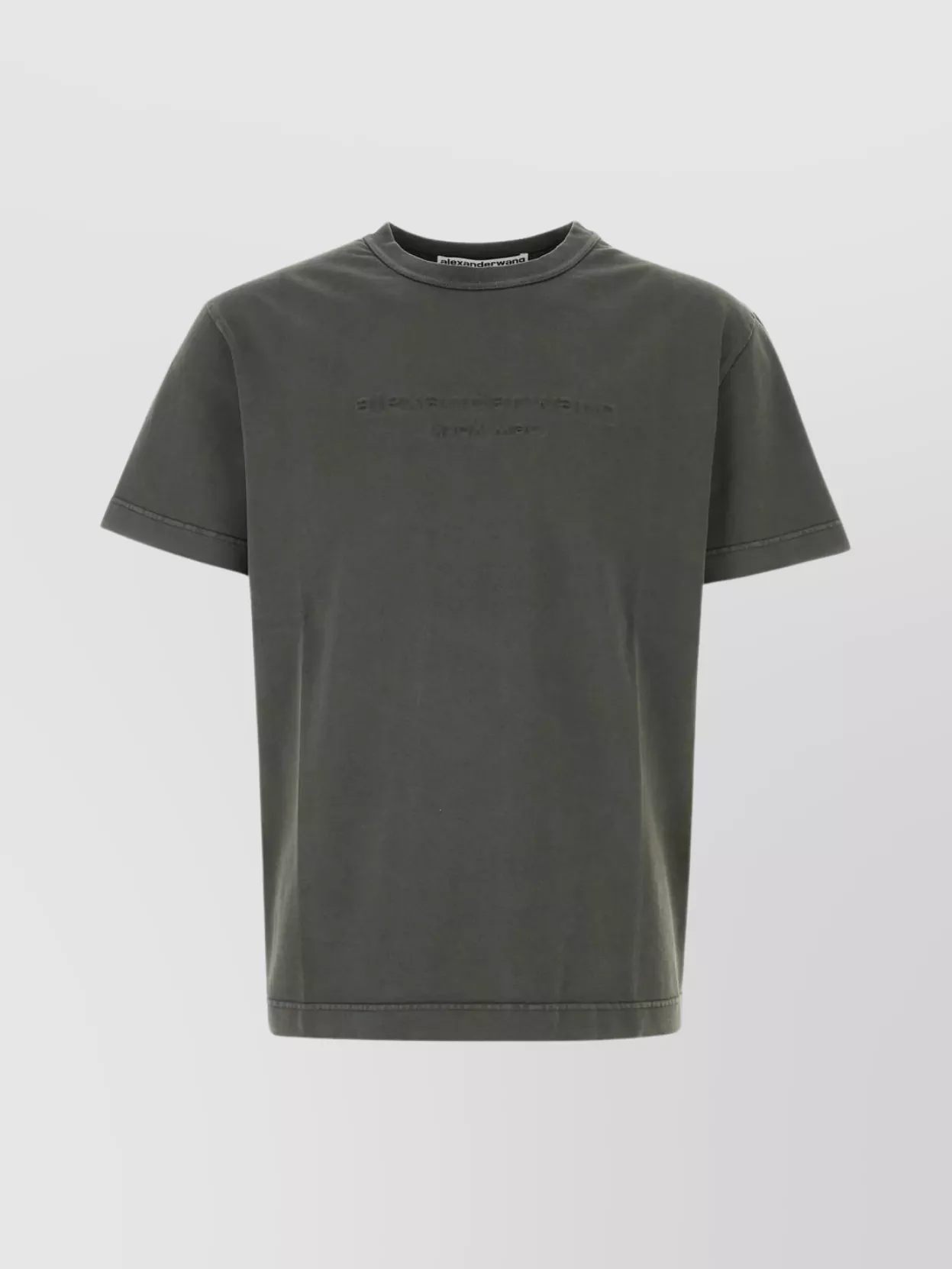 Shop Alexander Wang Ribbed Crew-neck Cotton T-shirt With Short Sleeves In Grey