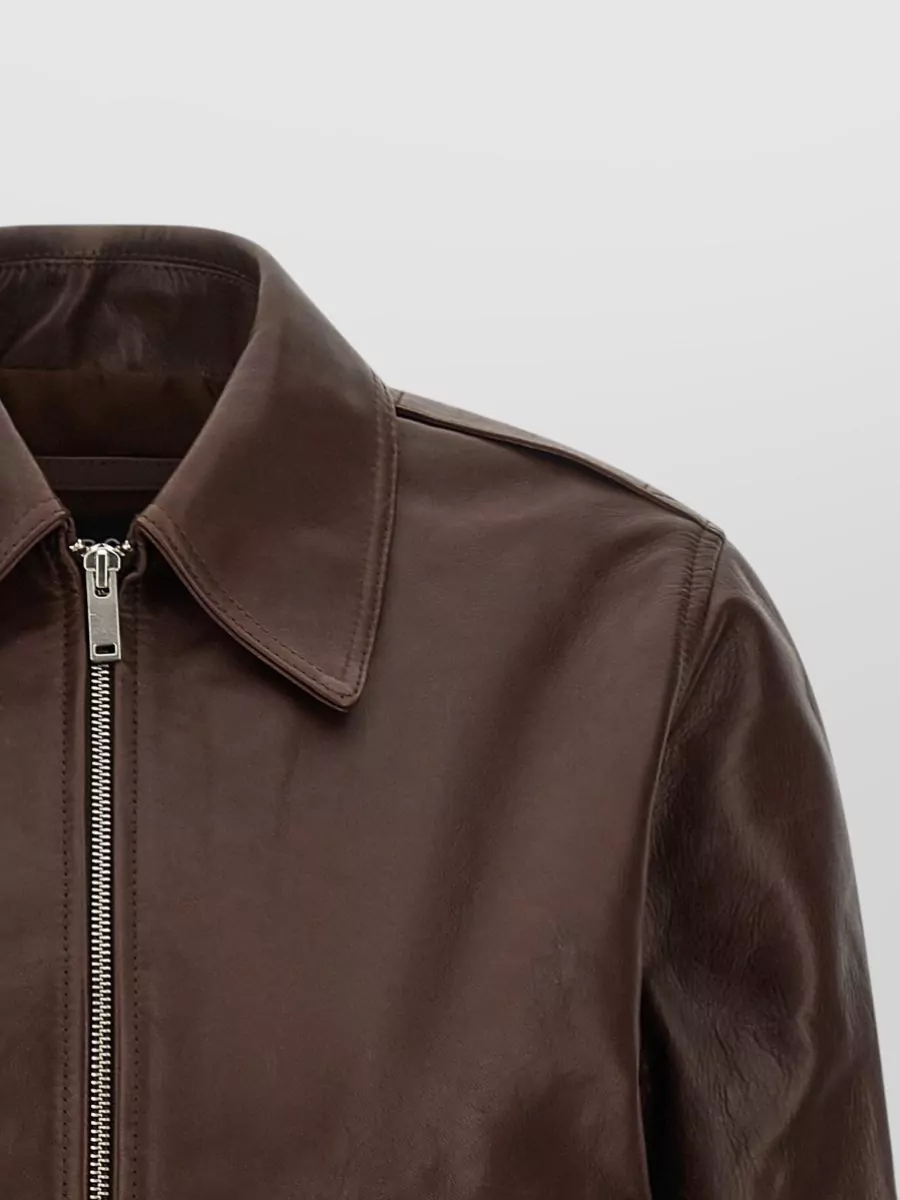 A.p.c. Leather Zip-Up Blouson Jacket