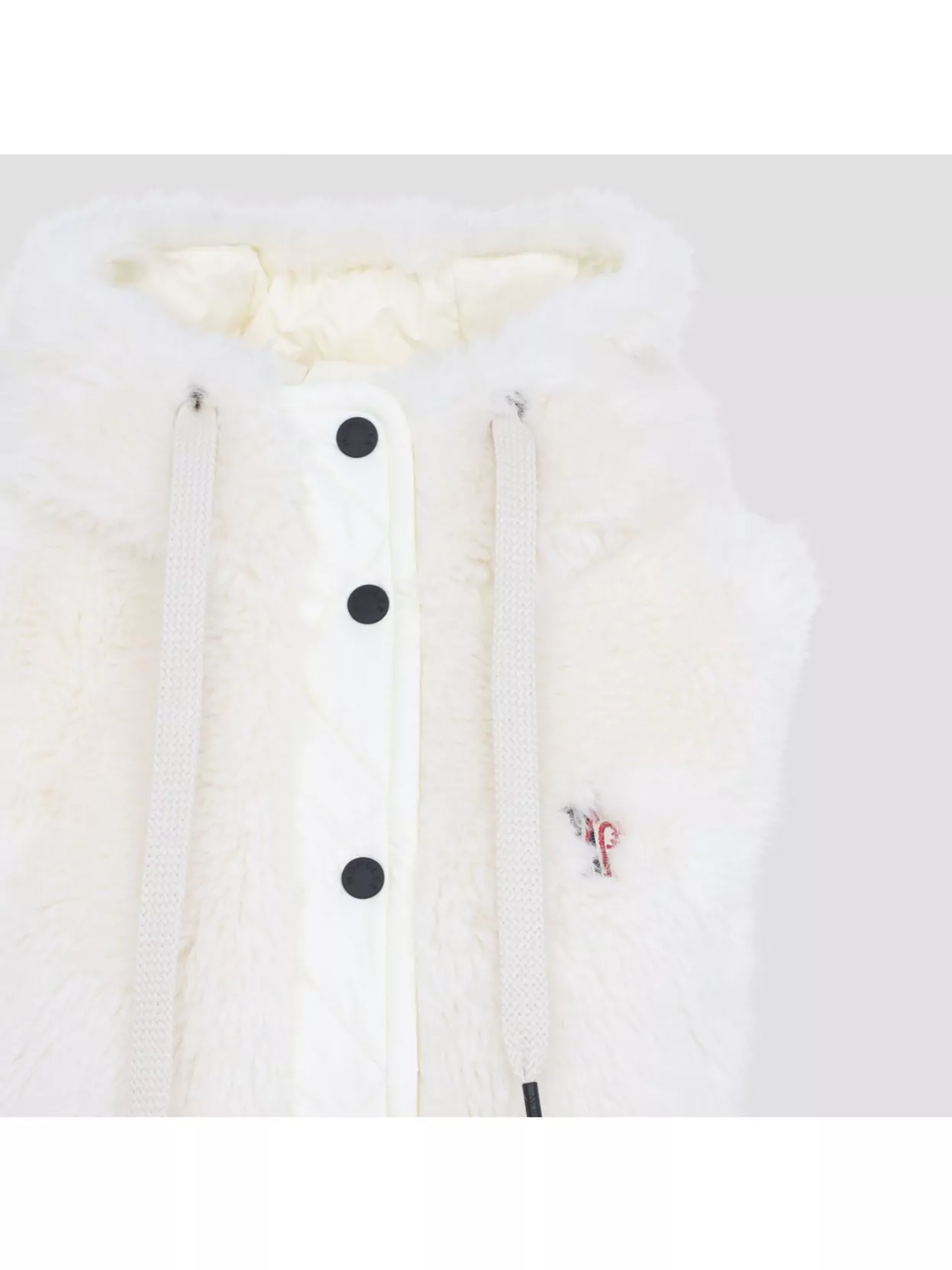 Moncler Grenoble Hooded Sleeveless Faux Fur Jacket With Drawstring