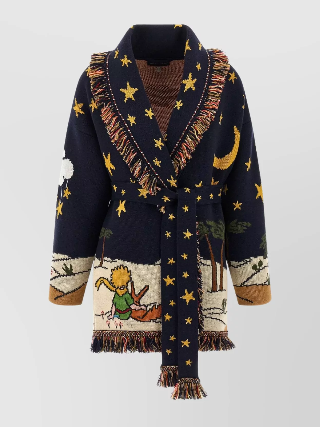 Alanui The Little Prince Long Cardigan With Fringe In Blue