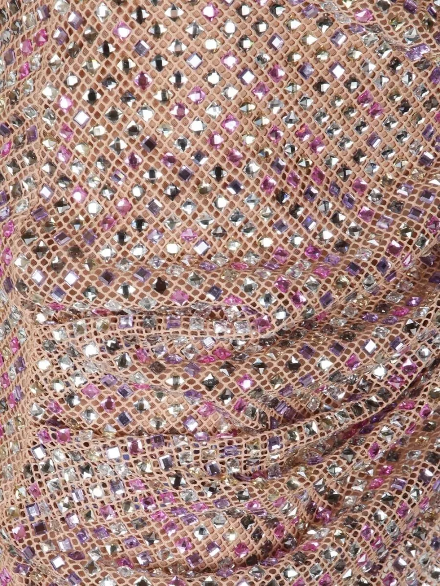 Self-Portrait Crystal Embellished Draped Wrap Mini Skirt