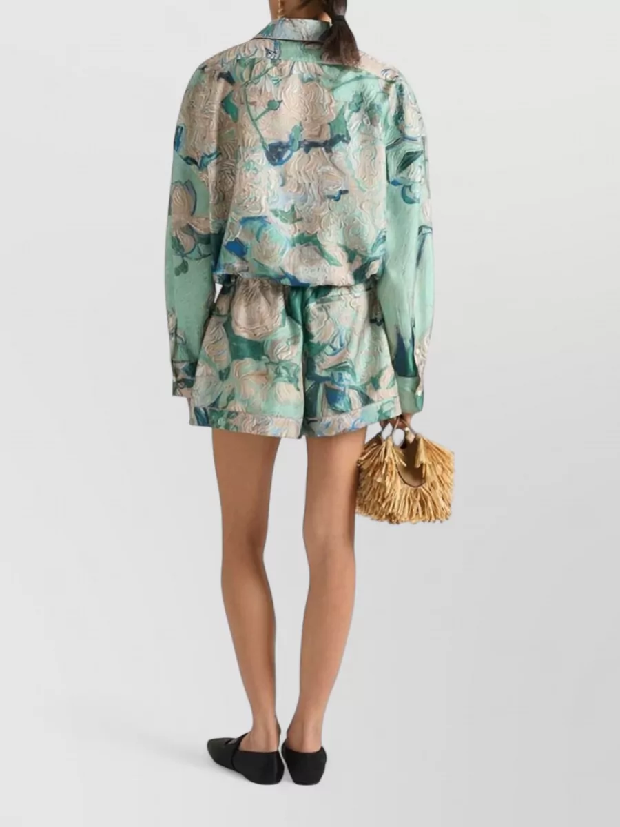 Givenchy Silk Floral-Print Cropped Shirt