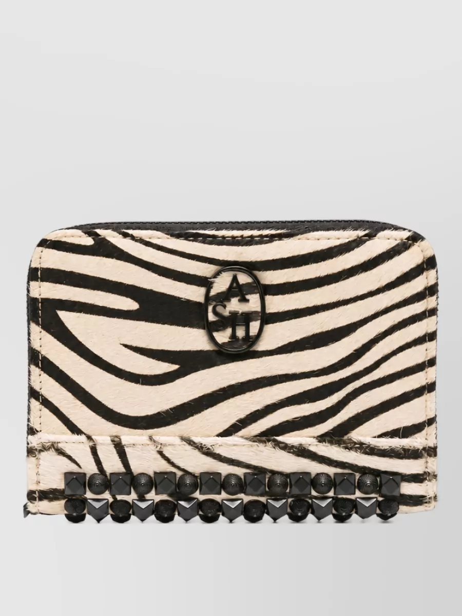 Ash leather zebra clutch bag