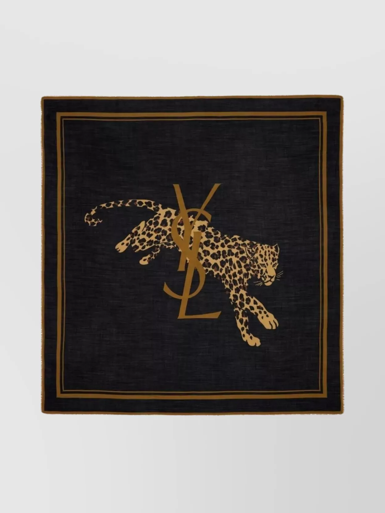 Saint Laurent Cassandre Large Square Scarf In Wool Twill In Black