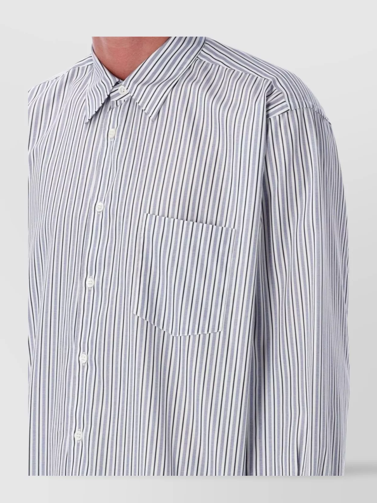 Comme Des Garçons Vertical Striped Cotton Long Sleeve Shirt