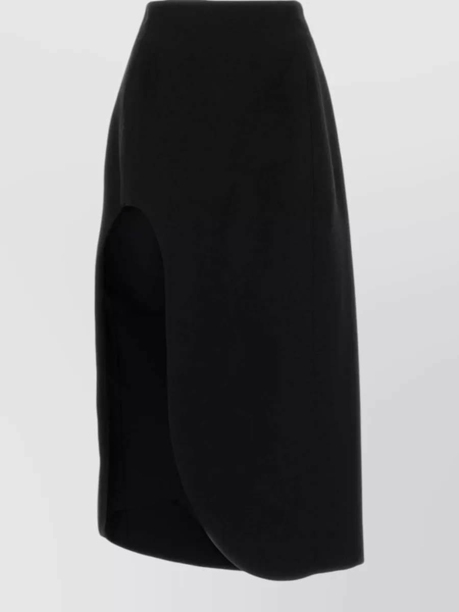 Jil Sander virgin wool high-rise asymmetric front-slit pencil skirt