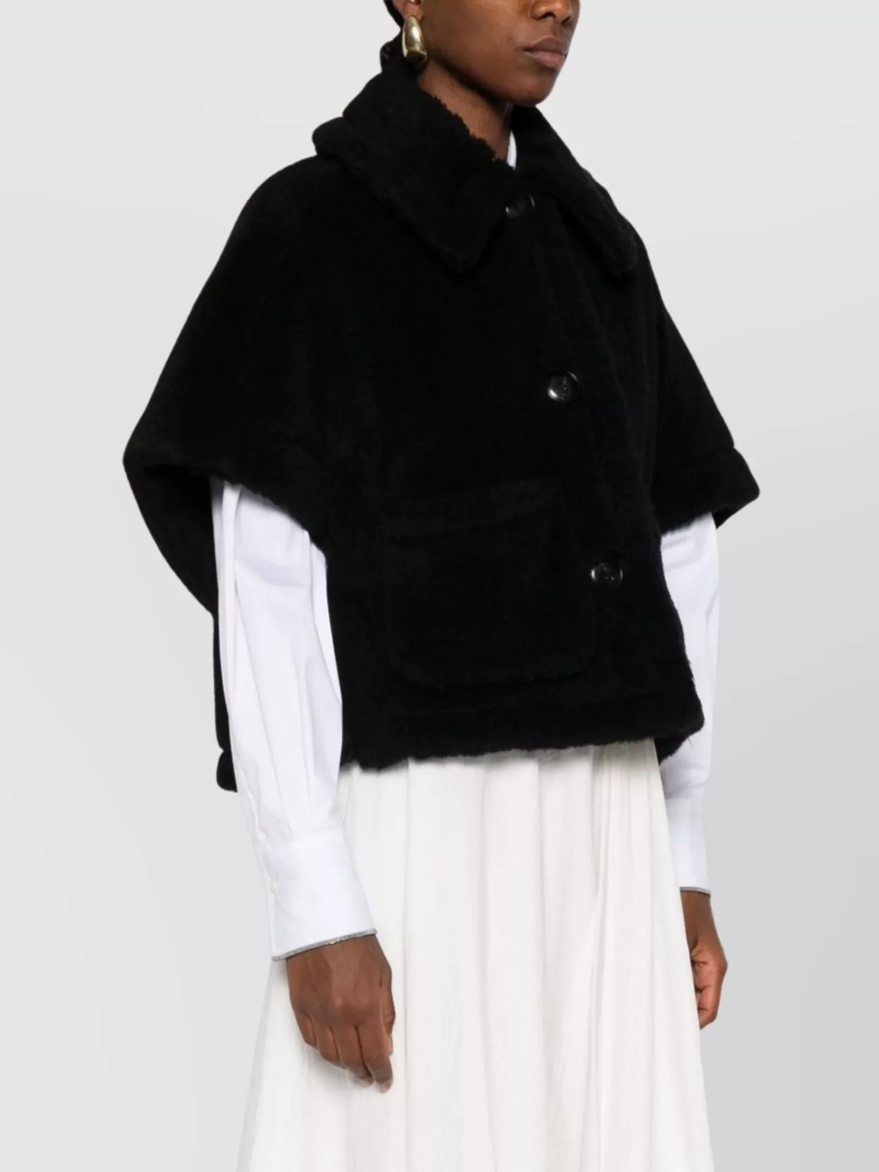 Max Mara Alpaca And Wool Blend Cape In Black