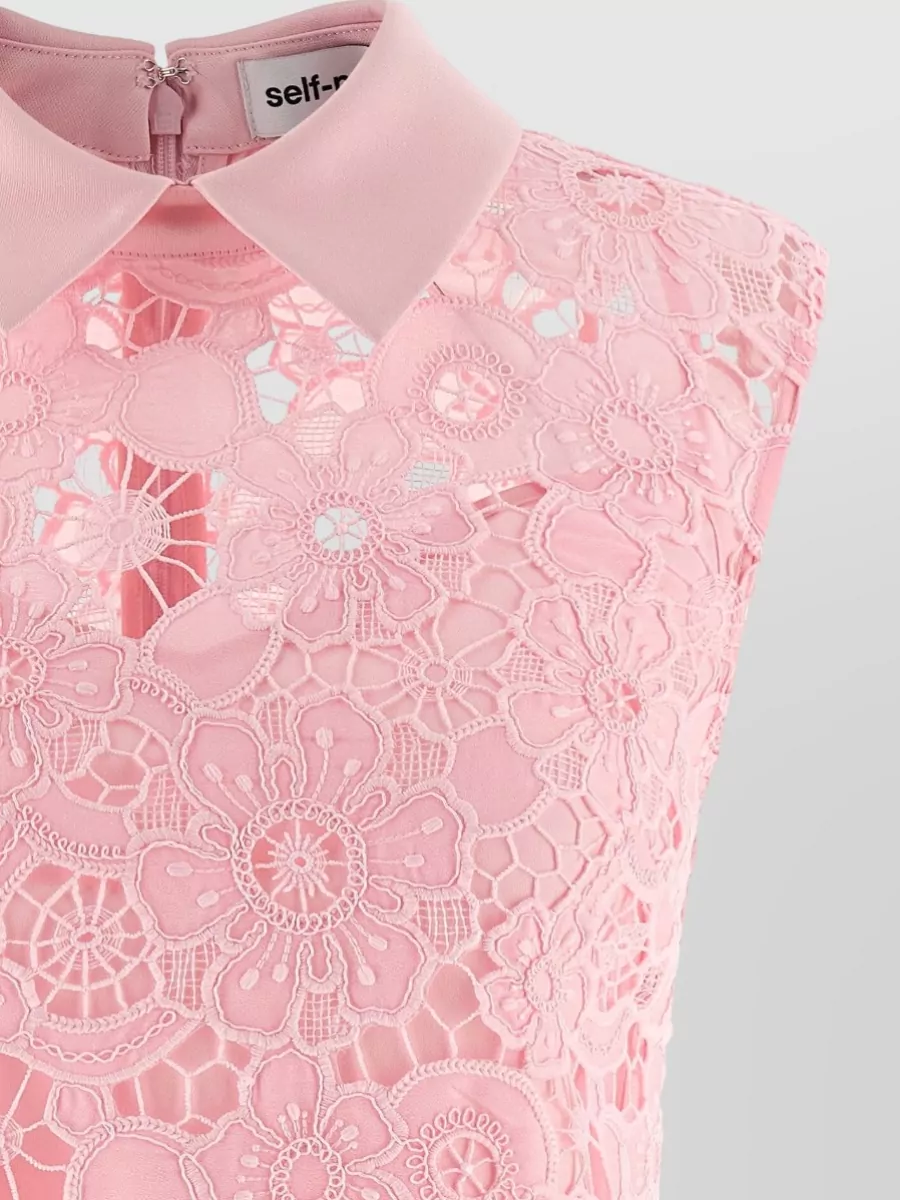Self-Portrait Lace Sleeveless Collared Mini Dress