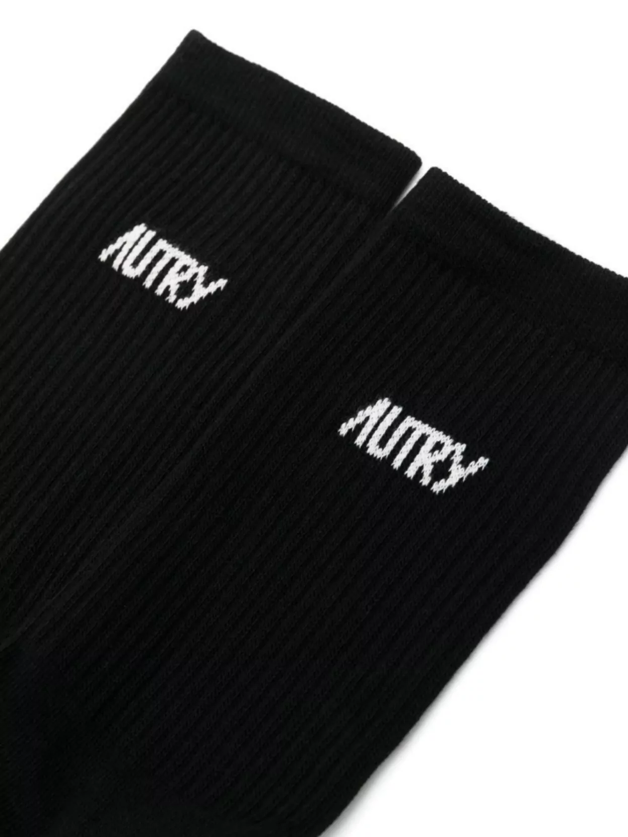 Autry Star Ribbed Ankle Length Socks In Black