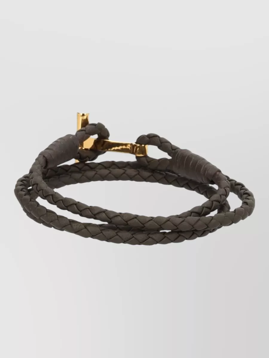 Tom Ford Braided Wrap Bracelet Gold Tone Hardware