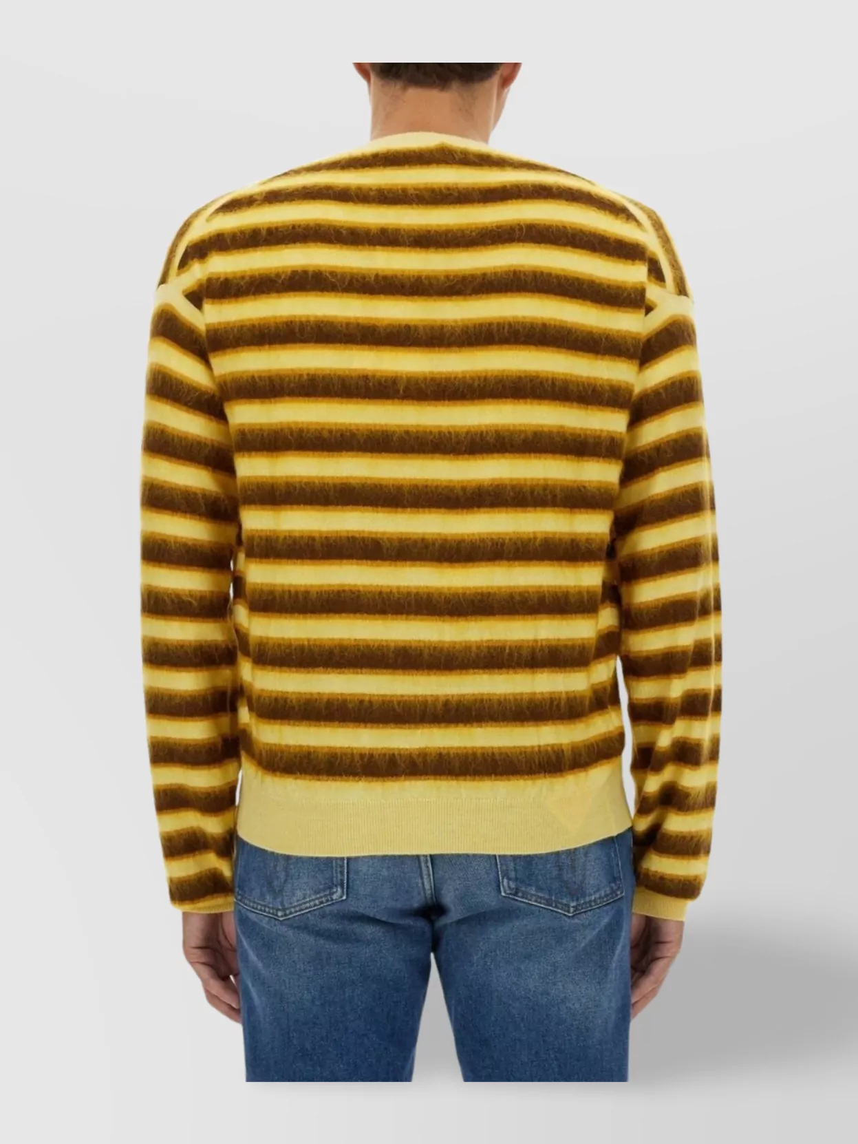 Shop Marni Striped V-neck Knit Cardigan With Ribbed Finish