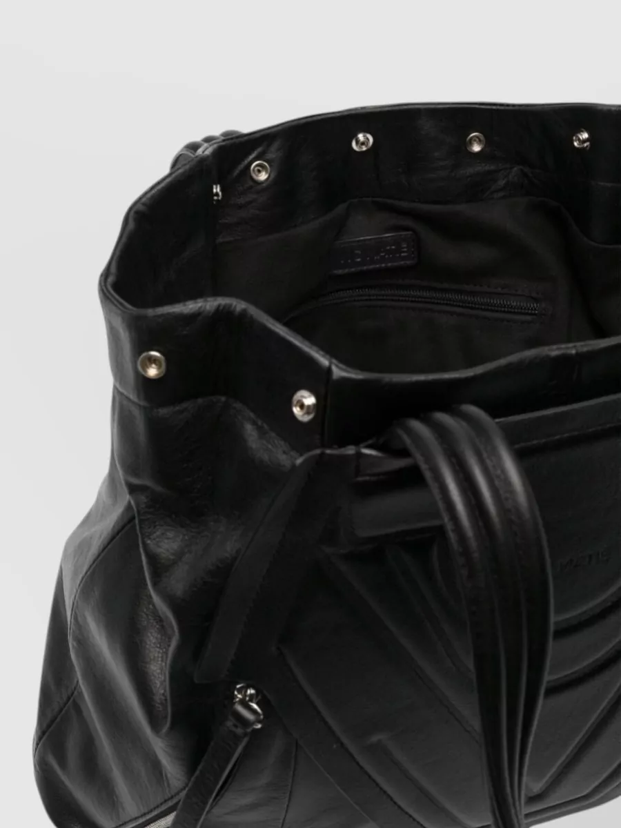 Vic Matie Leather Pebbled Tote Bag