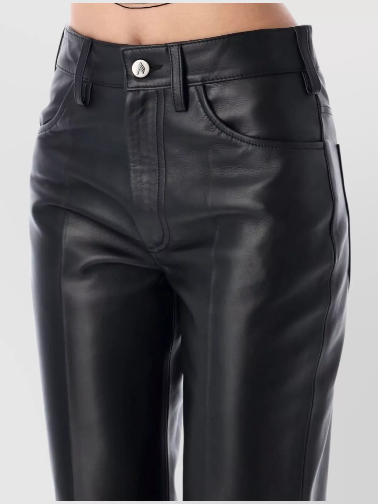 The Attico Belt Loops Leather Pant Front Back Pockets