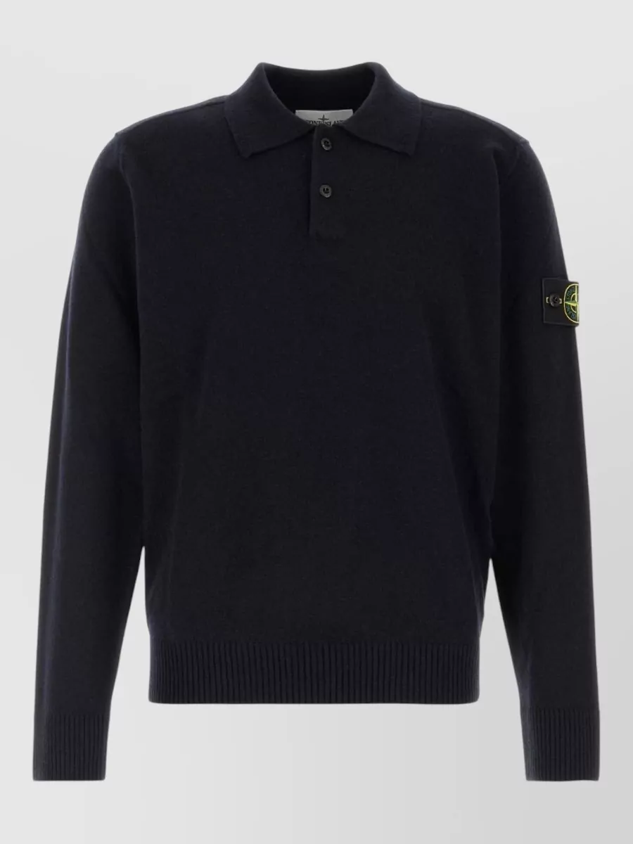 Stone Island wool fine-knit polo shirt
