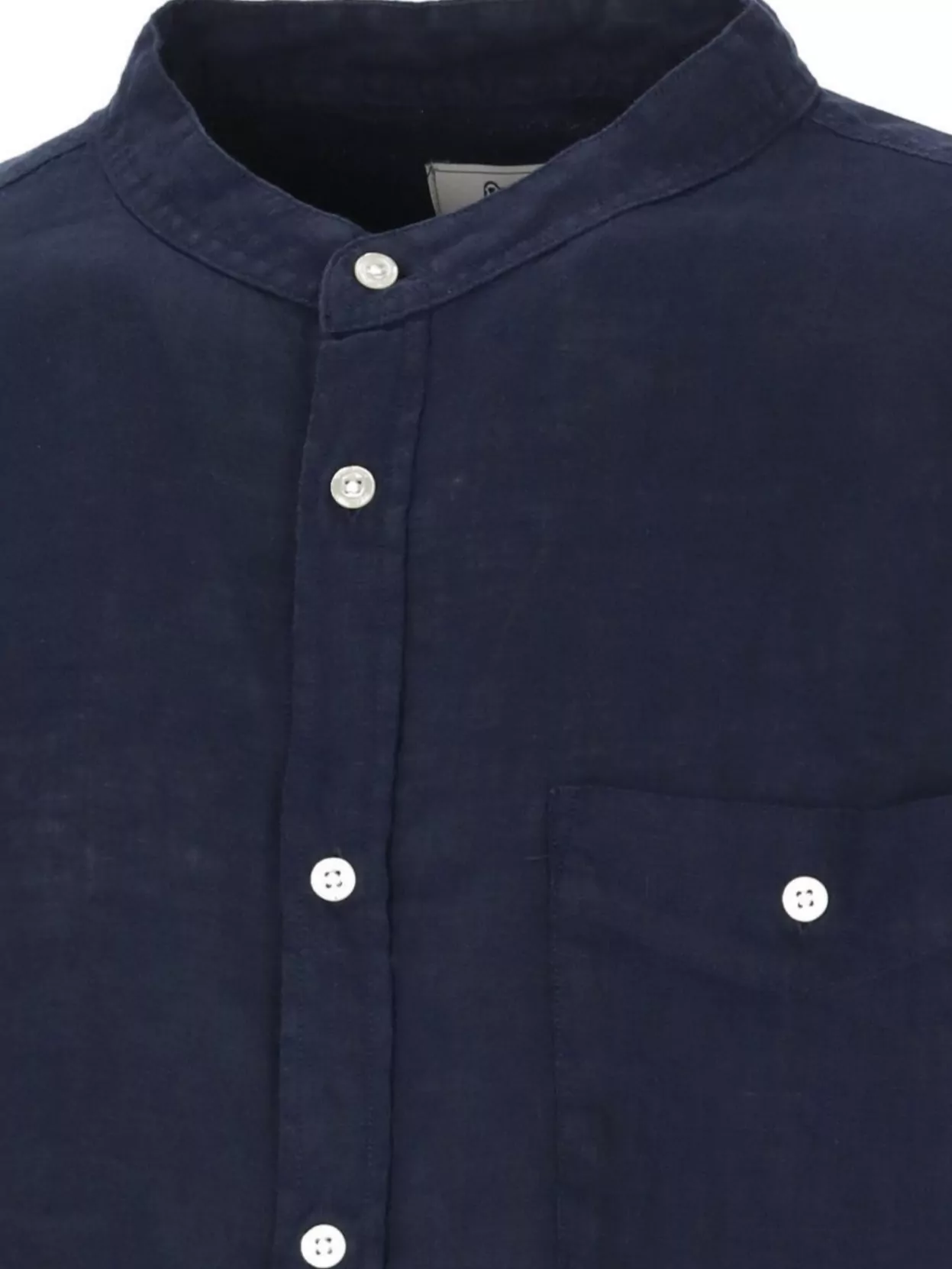 Woolrich Linen Shirt With Mandarin Collar And Chest Pocket