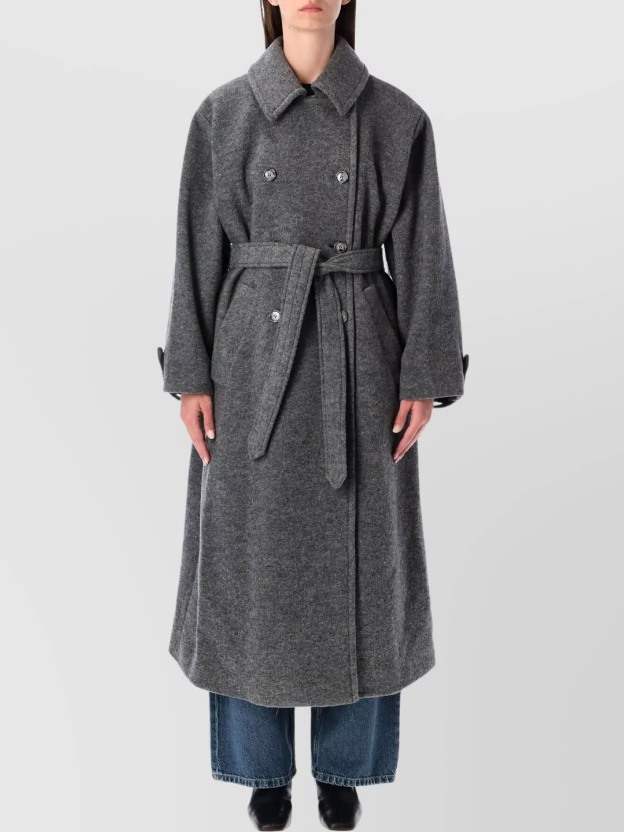 Apc Long Coat With Belt And Pockets