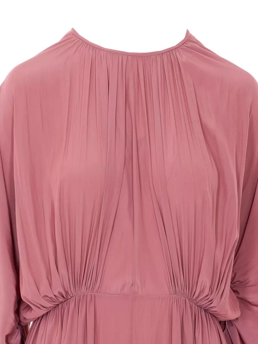 Lanvin Long Dress Flared Silhouette Draped Sleeves