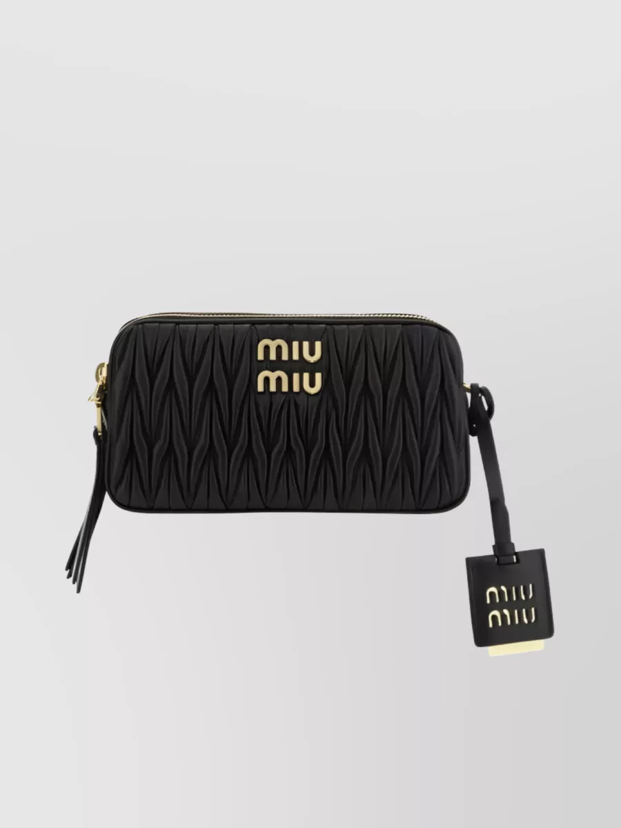 Shop Miu Miu Mini Quilted Leather Bag In Black