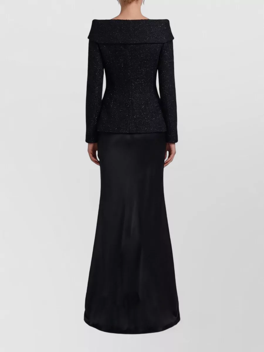 Self-Portrait Metallic Bouclé Satin Maxi Dress