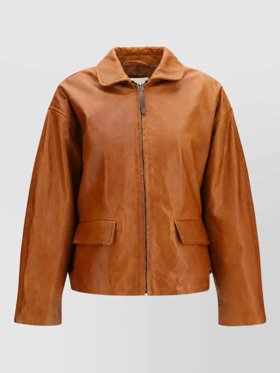 Marni leather glossy loose fit jacket