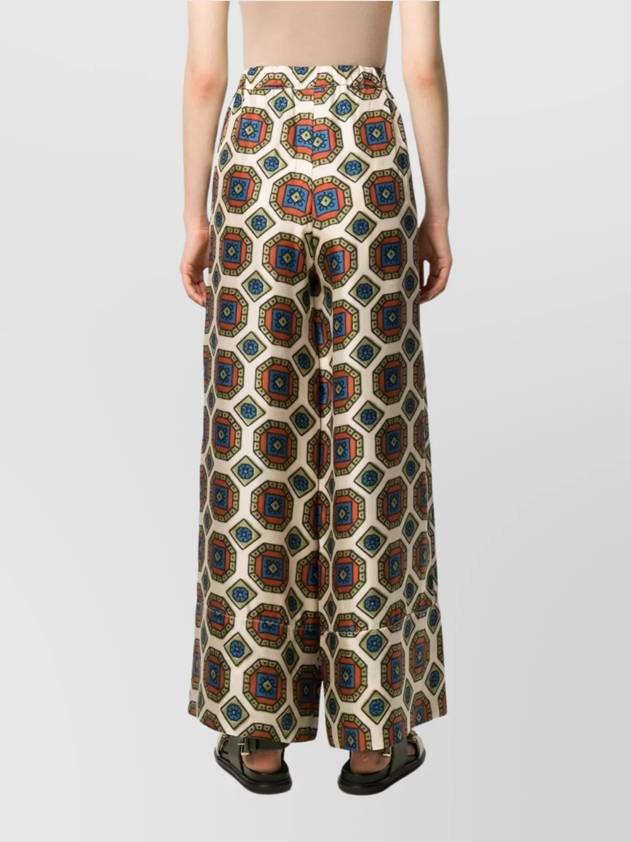 Pierre Louise Mascia Geometric Print Wide Leg Trousers