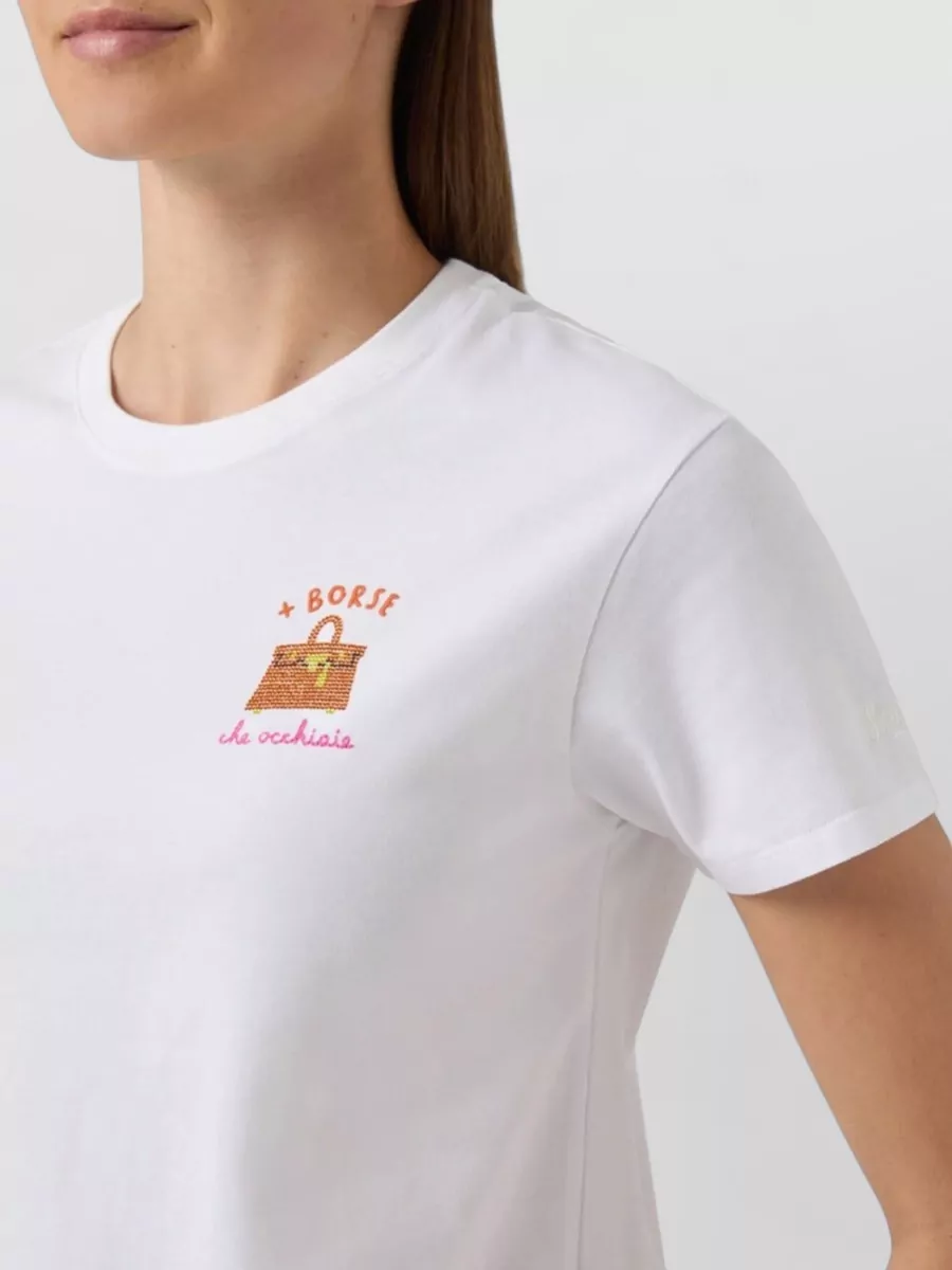 Mc2 Saint Barth Embroidered Rhinestone T-Shirt