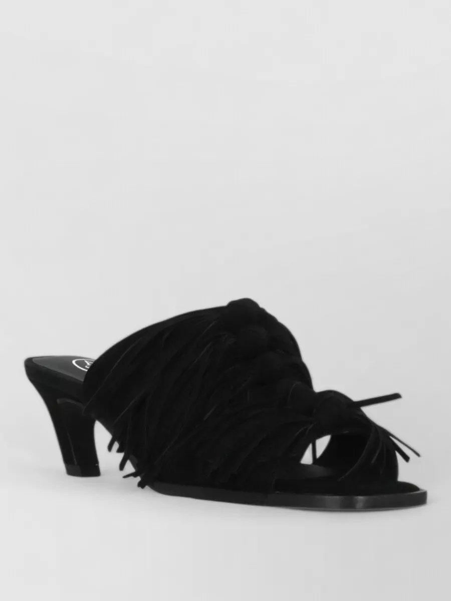Ash leather fringe mules