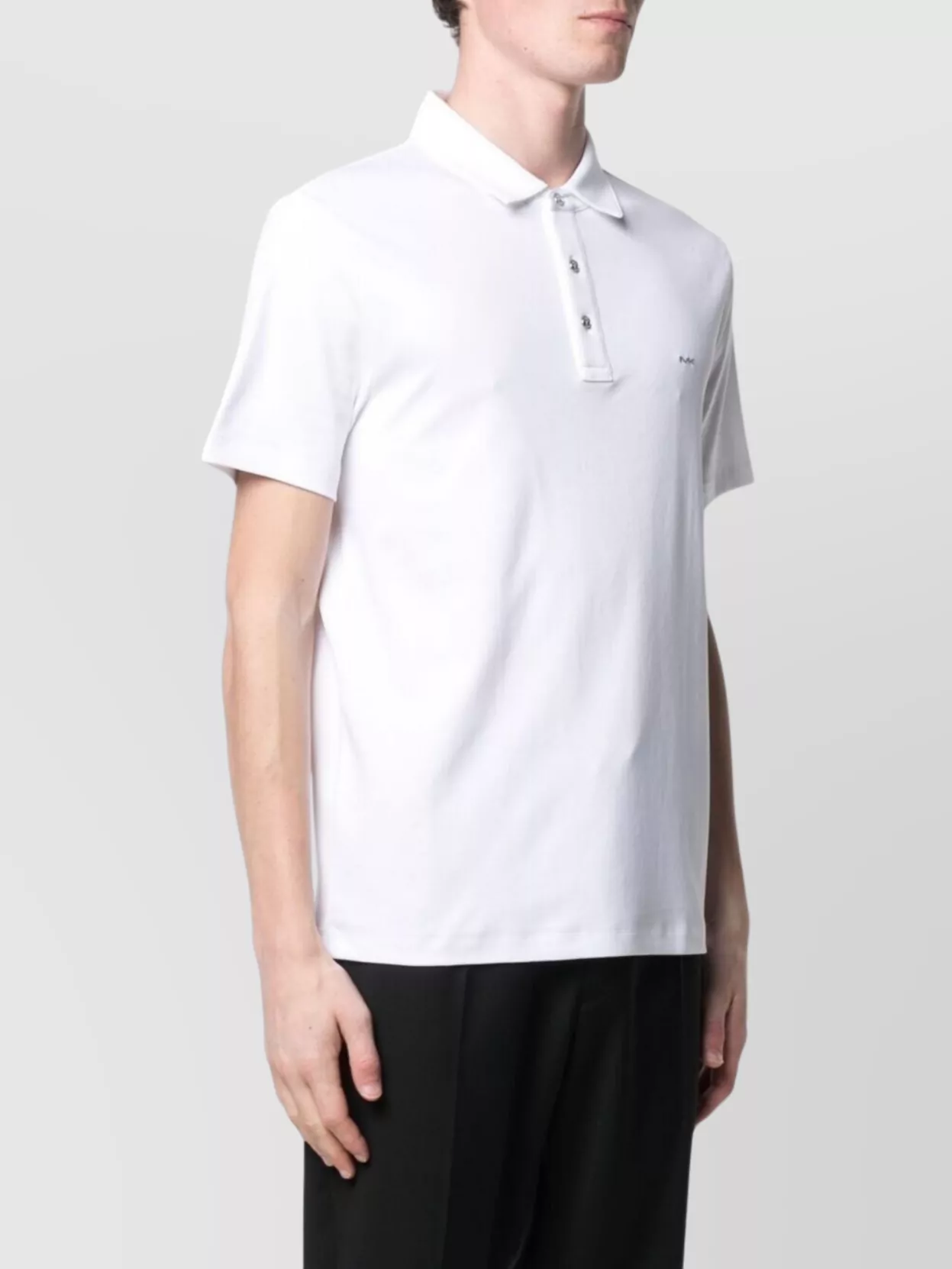 Michael Kors Collar Short Sleeve Polo Shirt In White