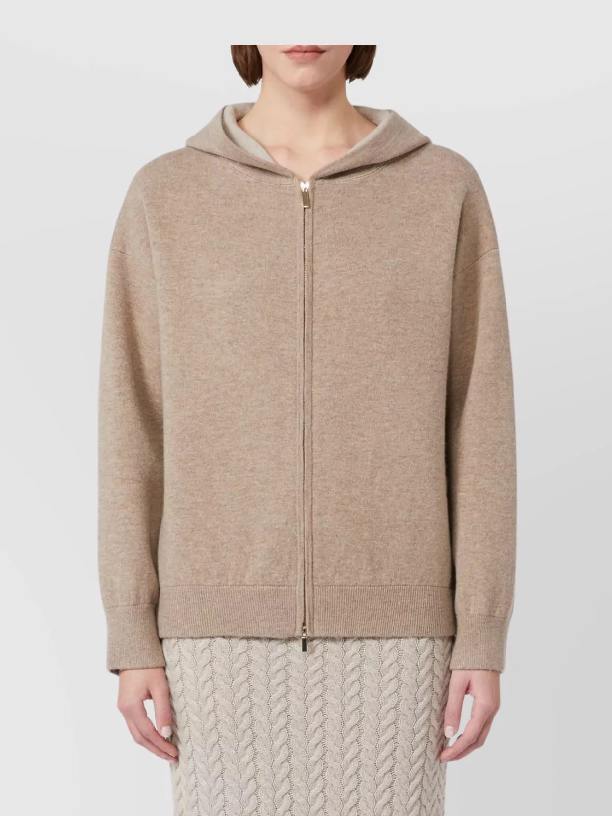 S Max Mara Cashmere And Wool Hooded Knit Cardigan