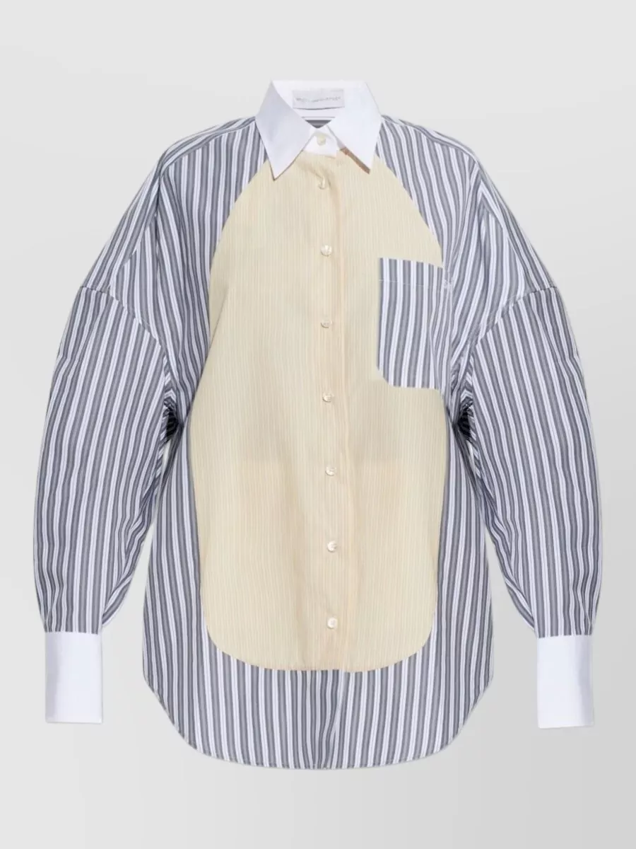Stella Mccartney Long Sleeve Top Striped Chest Pocket Panels