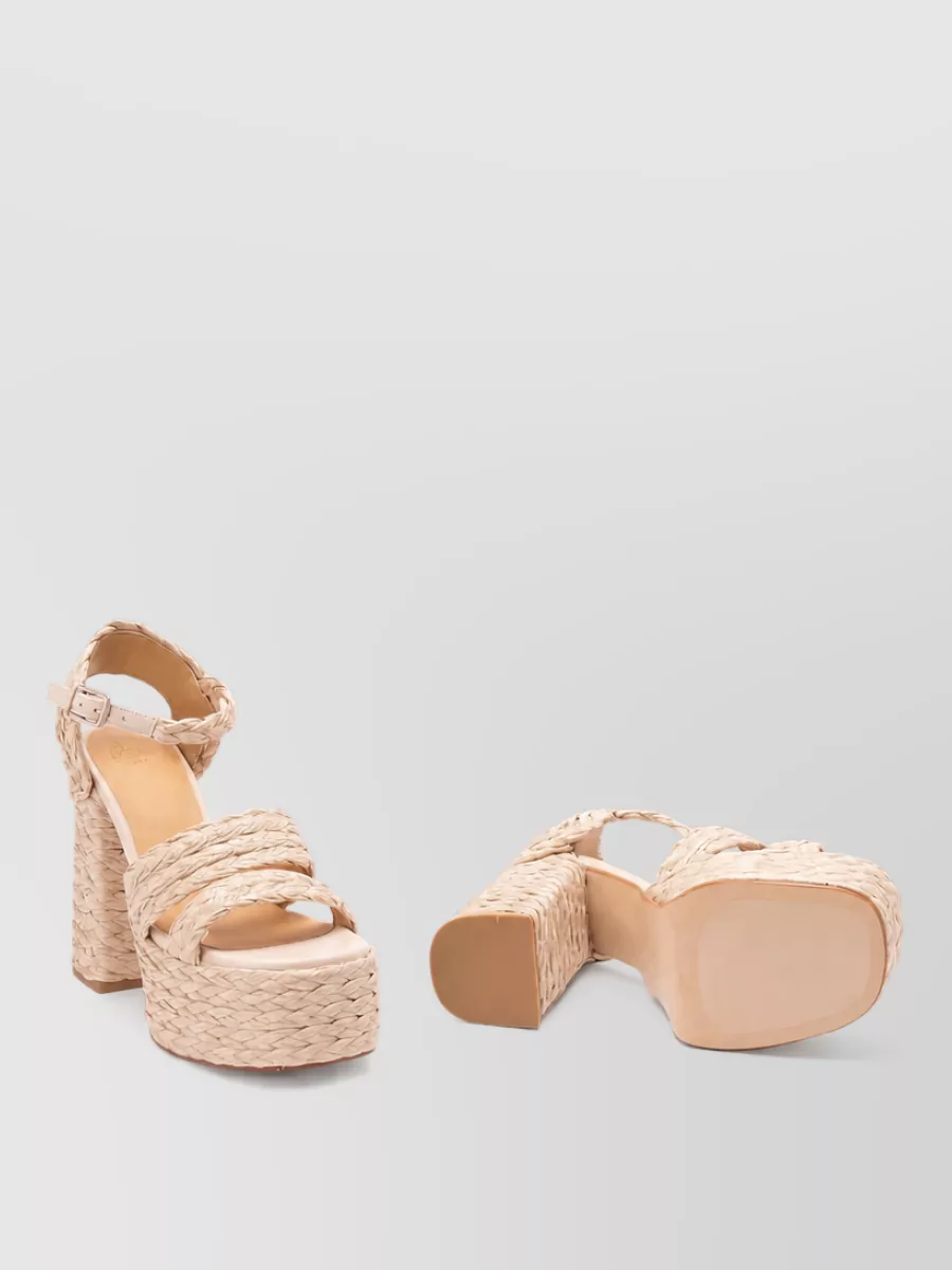 Castaner Raffia Platform Mules