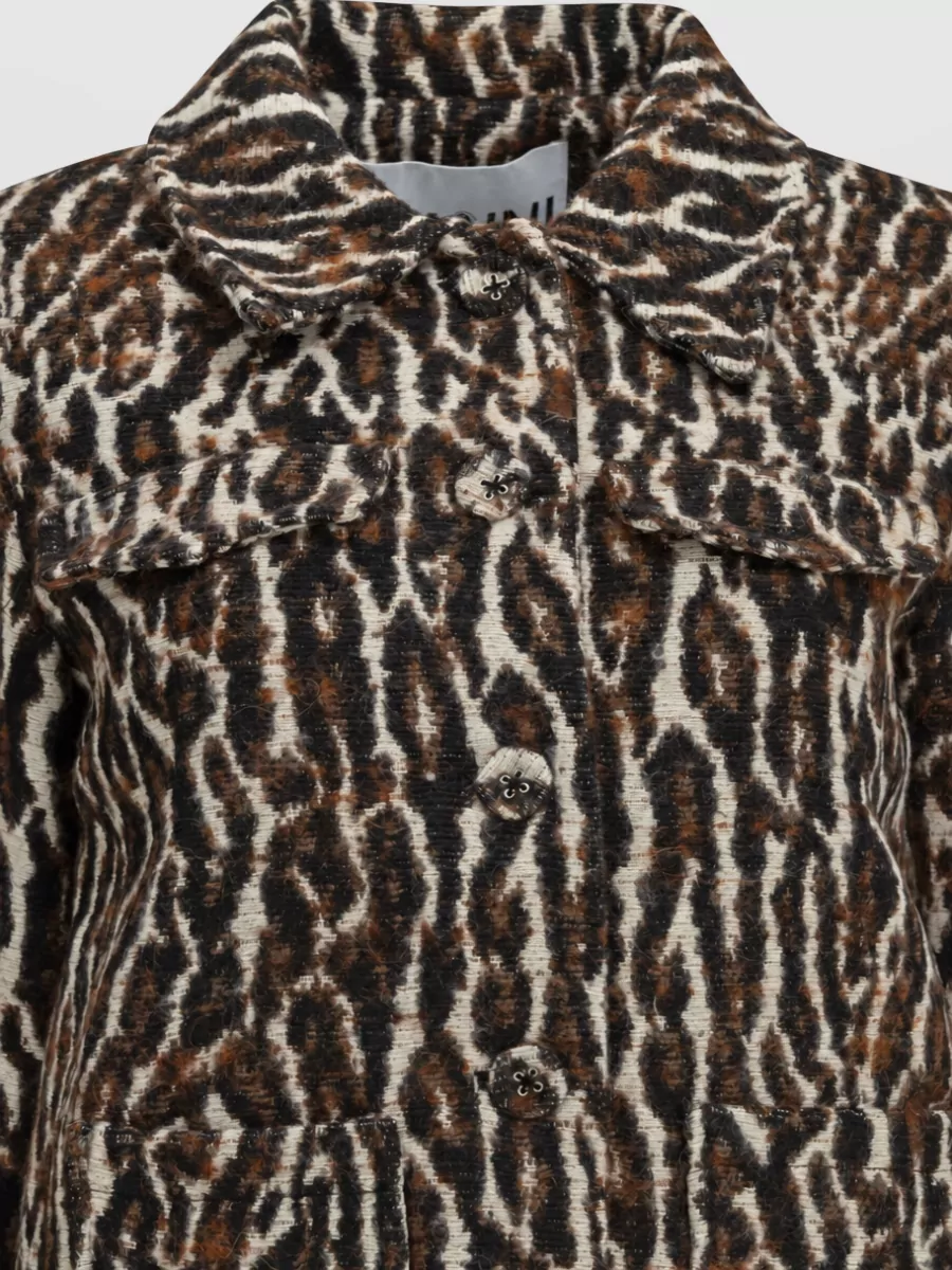 Ganni Leopard Single-Breasted Coat