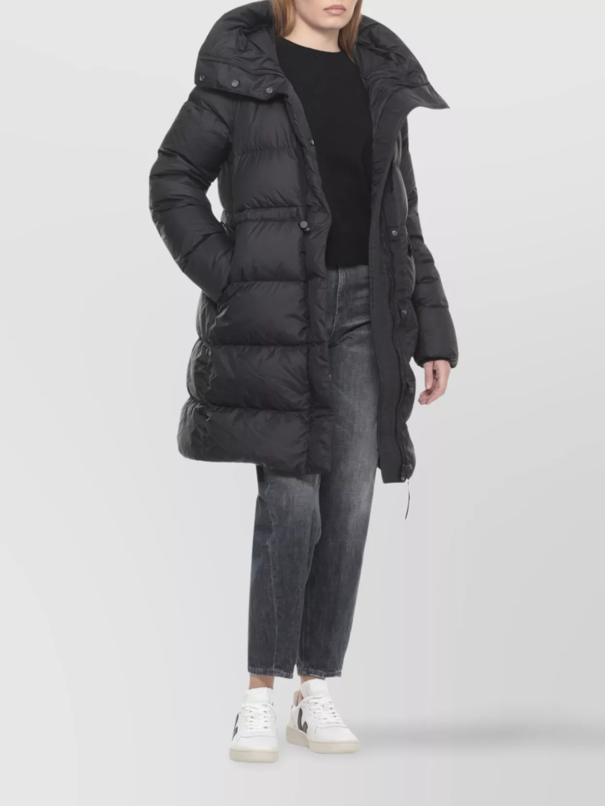 Canada Goose Padded Parka With Hood And Long Sleeves In Black