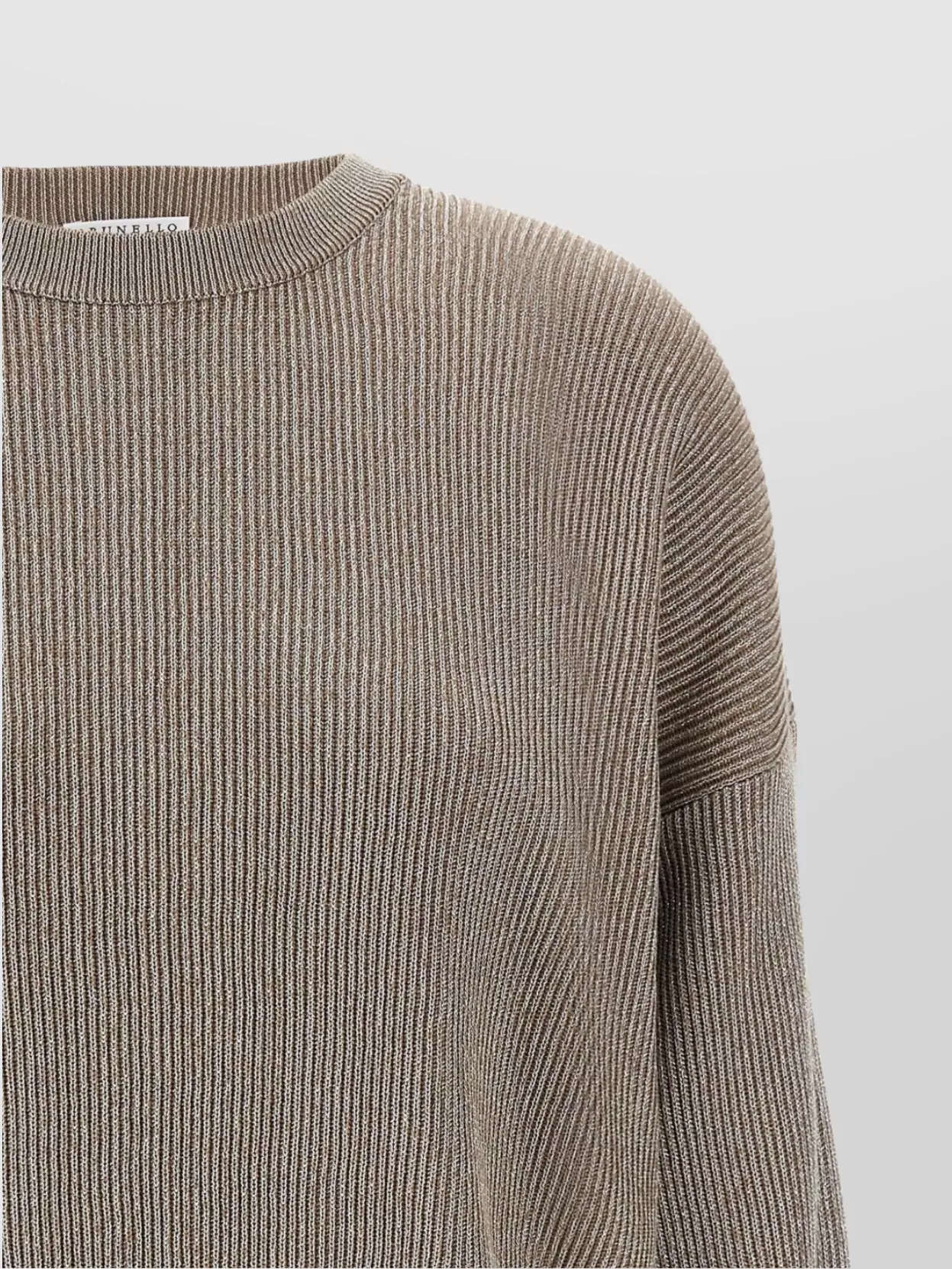 Brunello Cucinelli Ribbed Crewneck Cotton Sweater With Dropped Shoulders