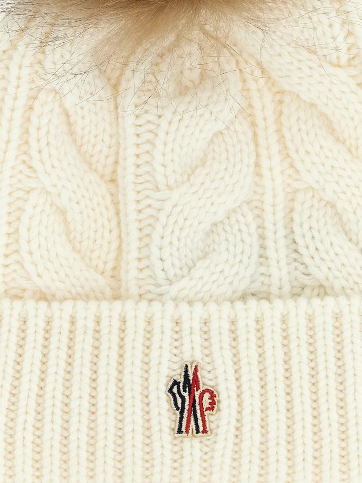 Moncler Braided Cap Featuring Pom-pom Detail In White