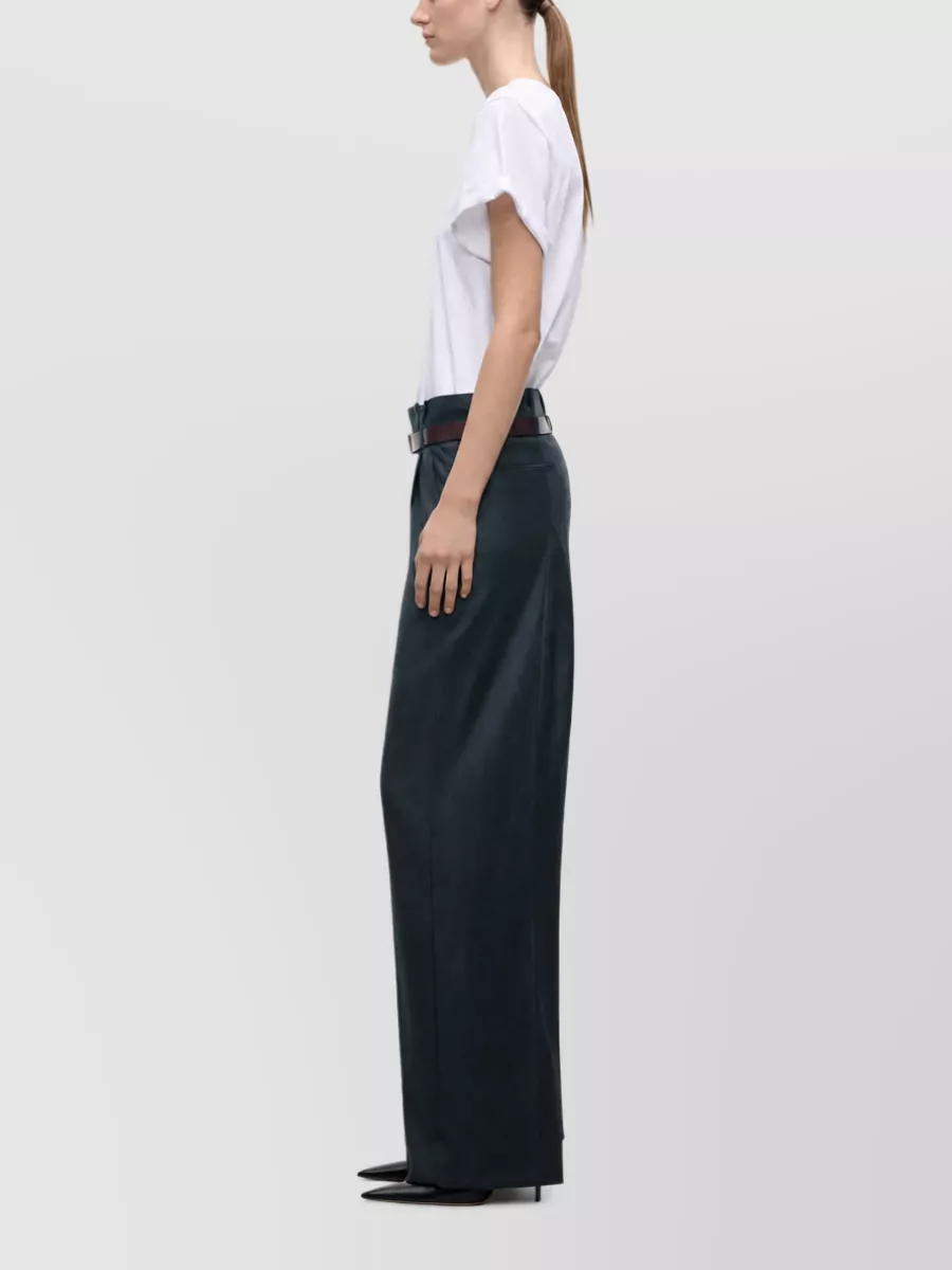Victoria Beckham Virgin Wool Pleated Wide-Leg Suit Trousers