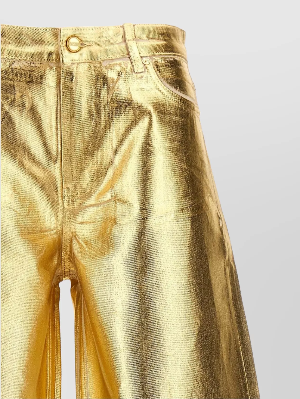 Ganni Wide-Leg Trousers Metallic Finish Belt Loops
