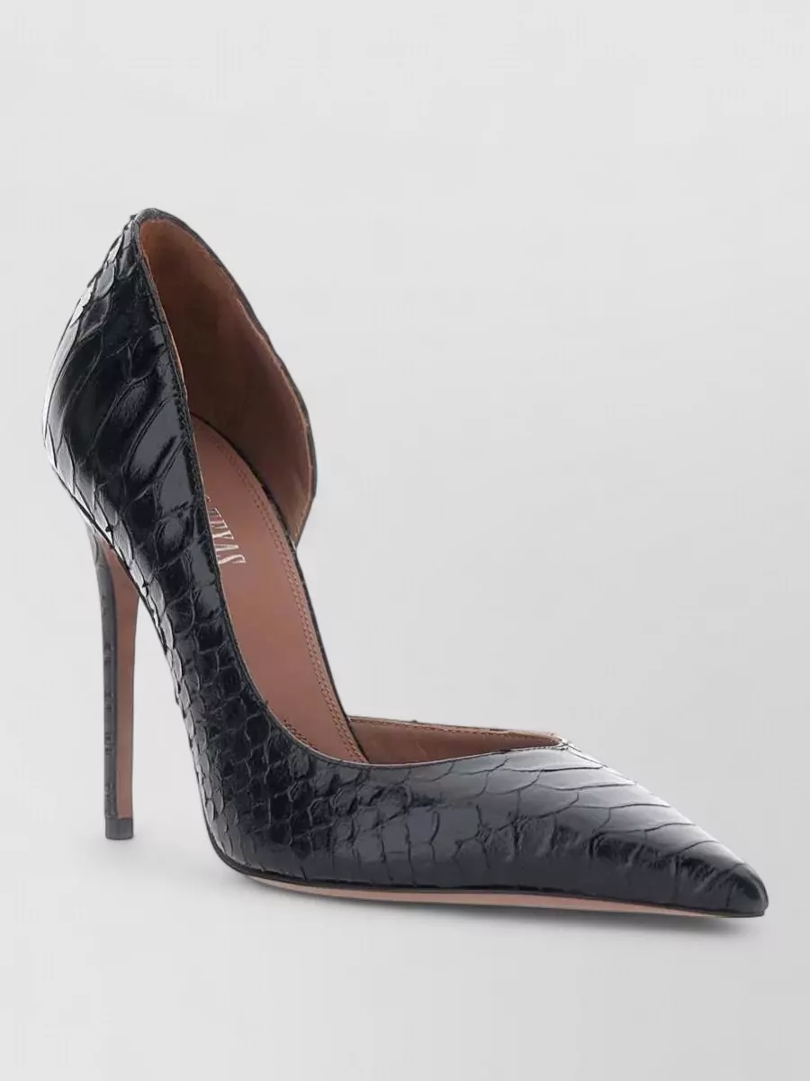 Paris Texas Leather Snake-Effect Pointed-Toe Pumps