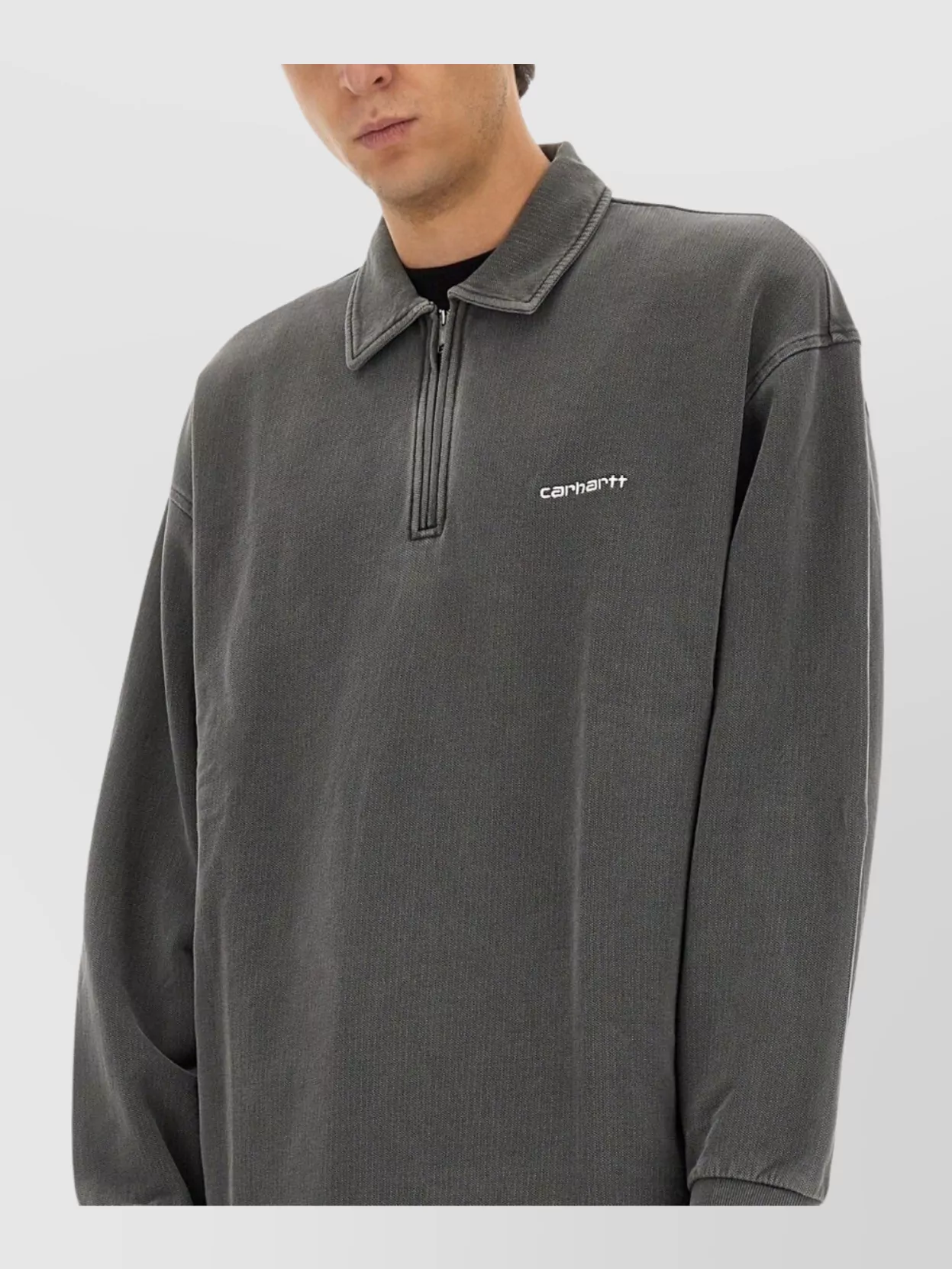 Carhartt Embroidered Script Sweatshirt Ribbed Cuffs In Gray