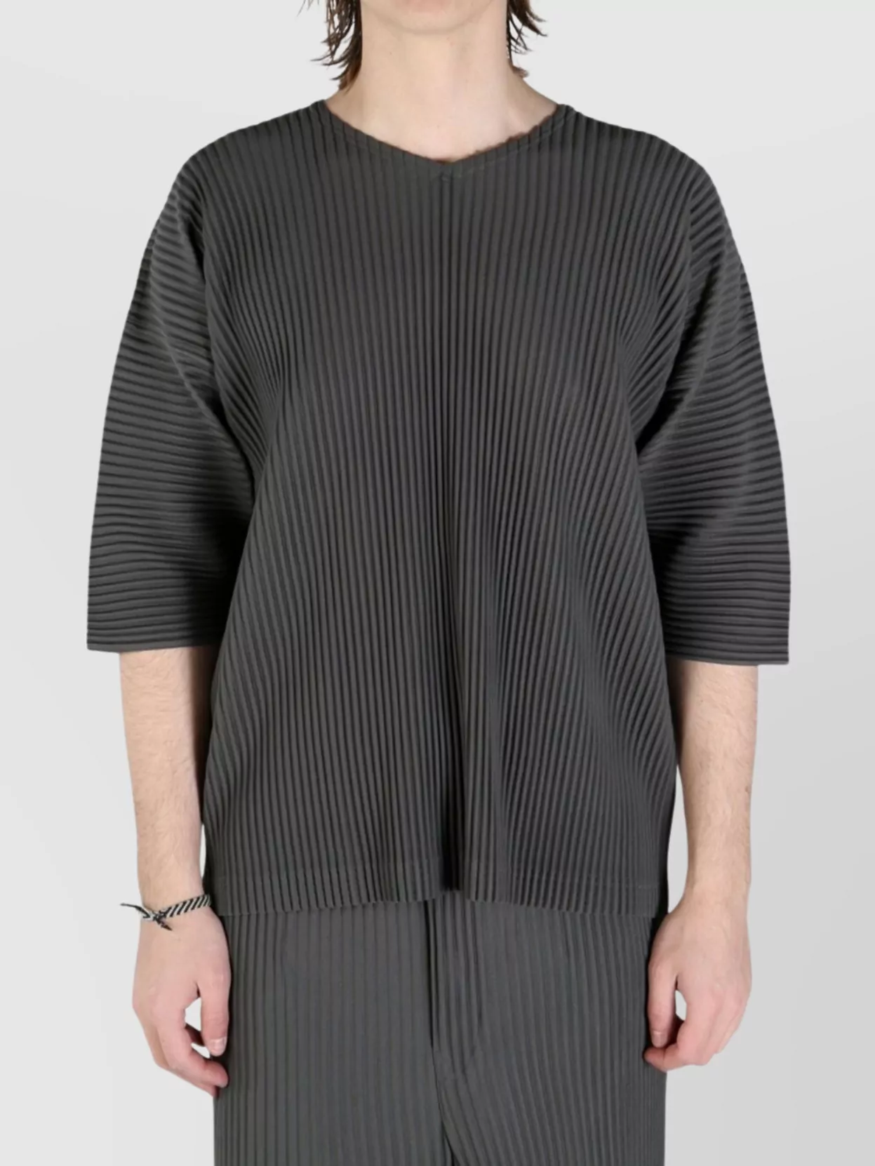 Homme Plisse Issey Miyake Ribbed Pleated Relaxed Fit T-Shirt